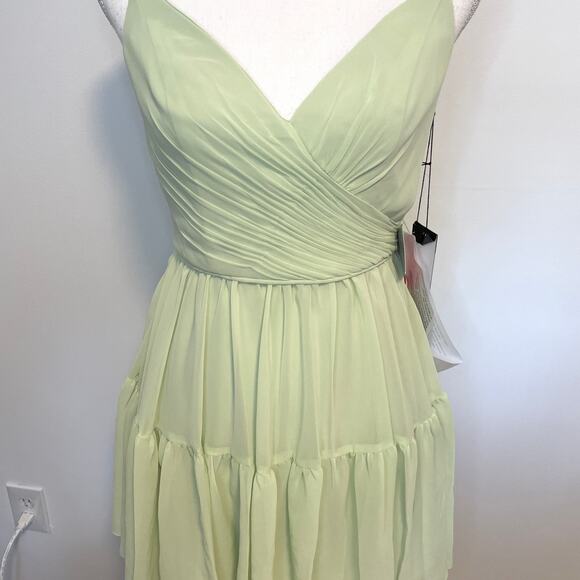 Mac Duggal Braided Spaghetti Strap Faux Wrap Dress In Mint 70200 Size 4 New - Picture 4 of 12